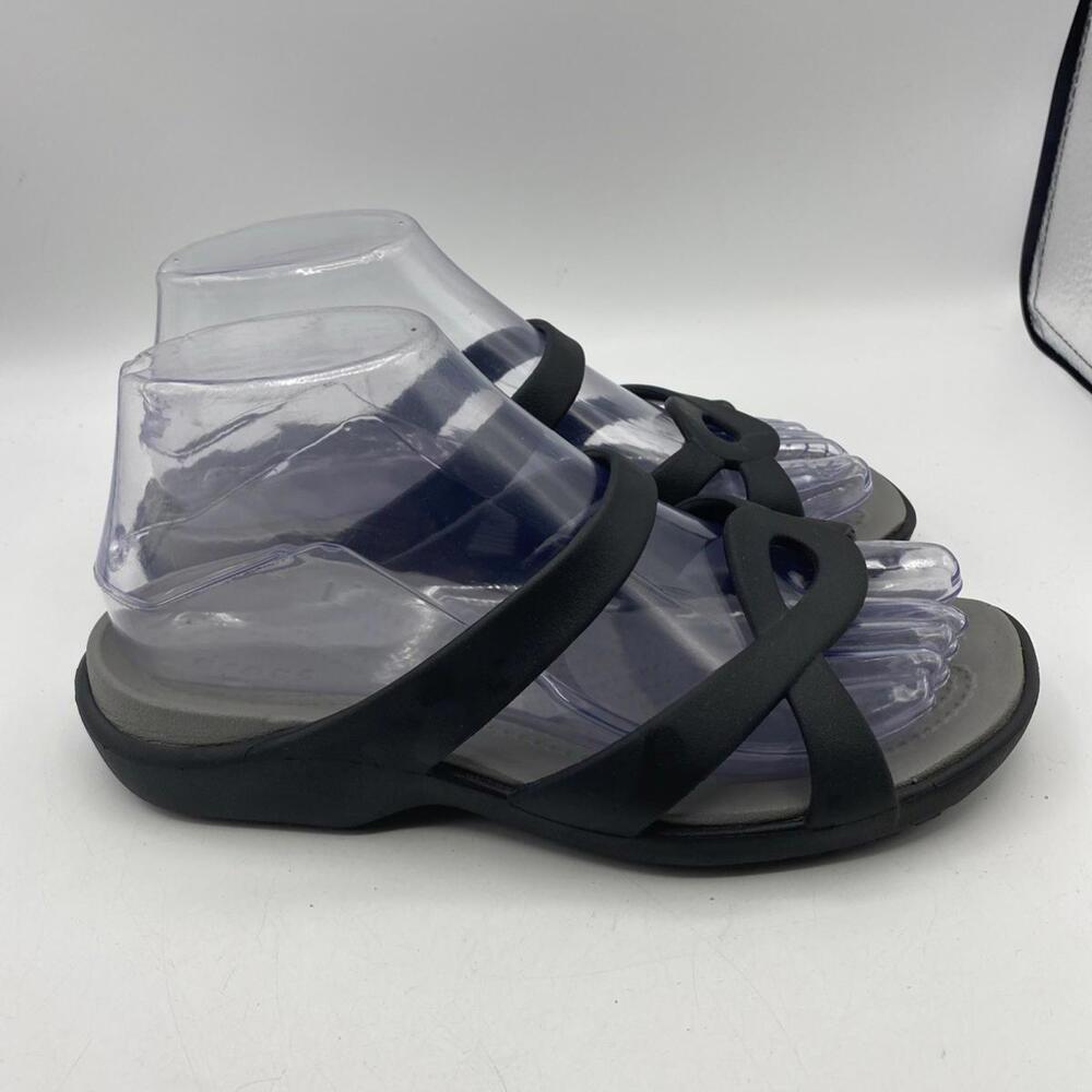 Crocs Meleen Women's Size 6 Black Twist Slides Open Toe Slip On Comfort Sandals - Picture 4 of 10